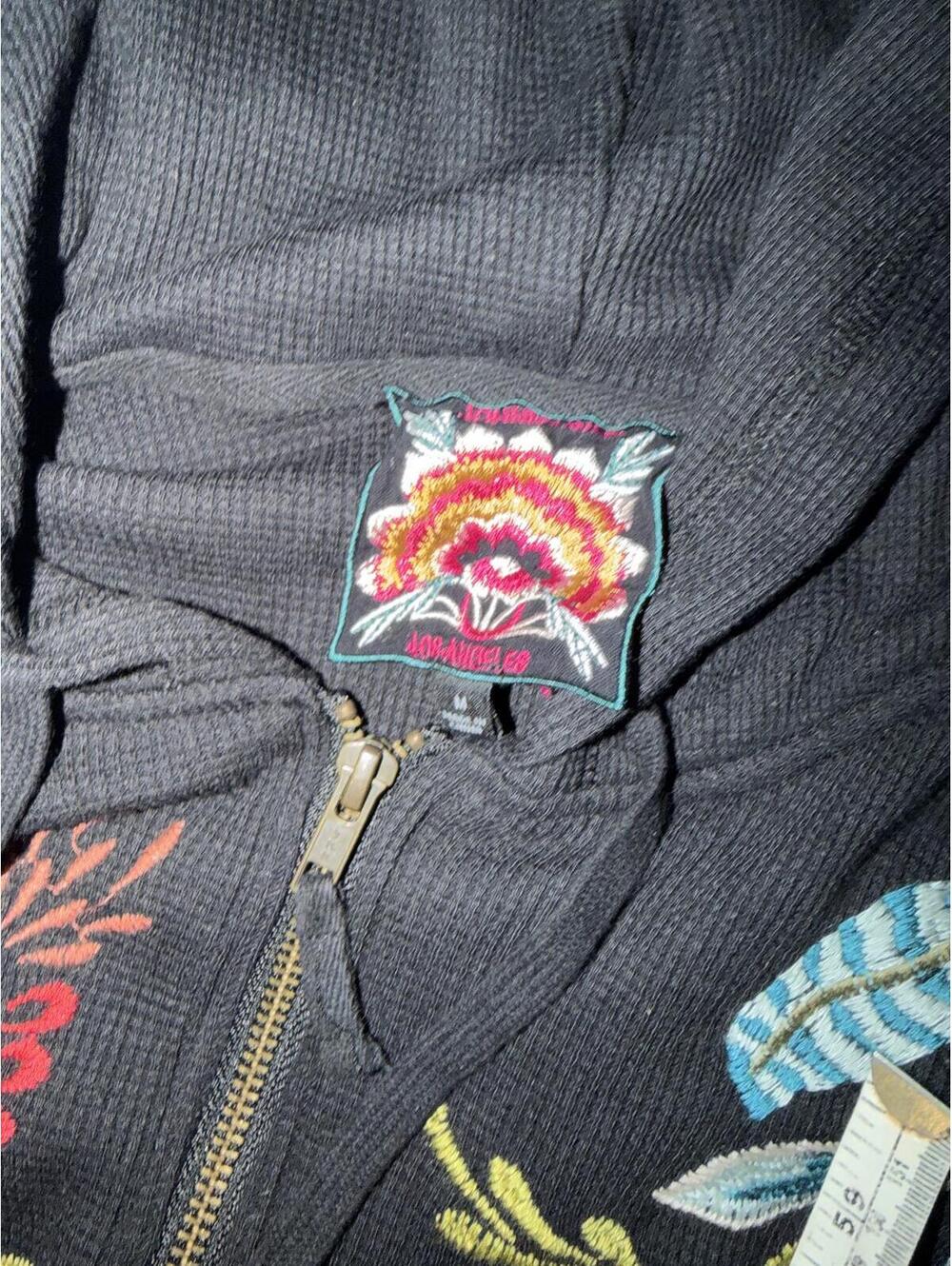NWOT Johnny Was ISABELLA embroidered ZIP UP THERMAL HOODIE M - Picture 5 of 5